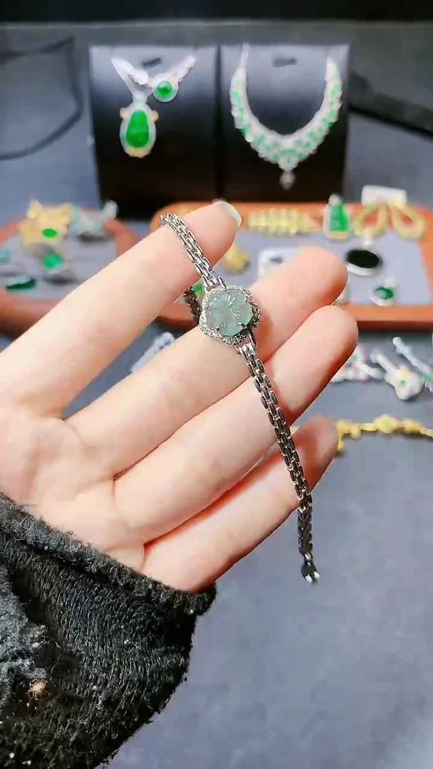 【闪购商品】翡翠手链银S925镶嵌手链