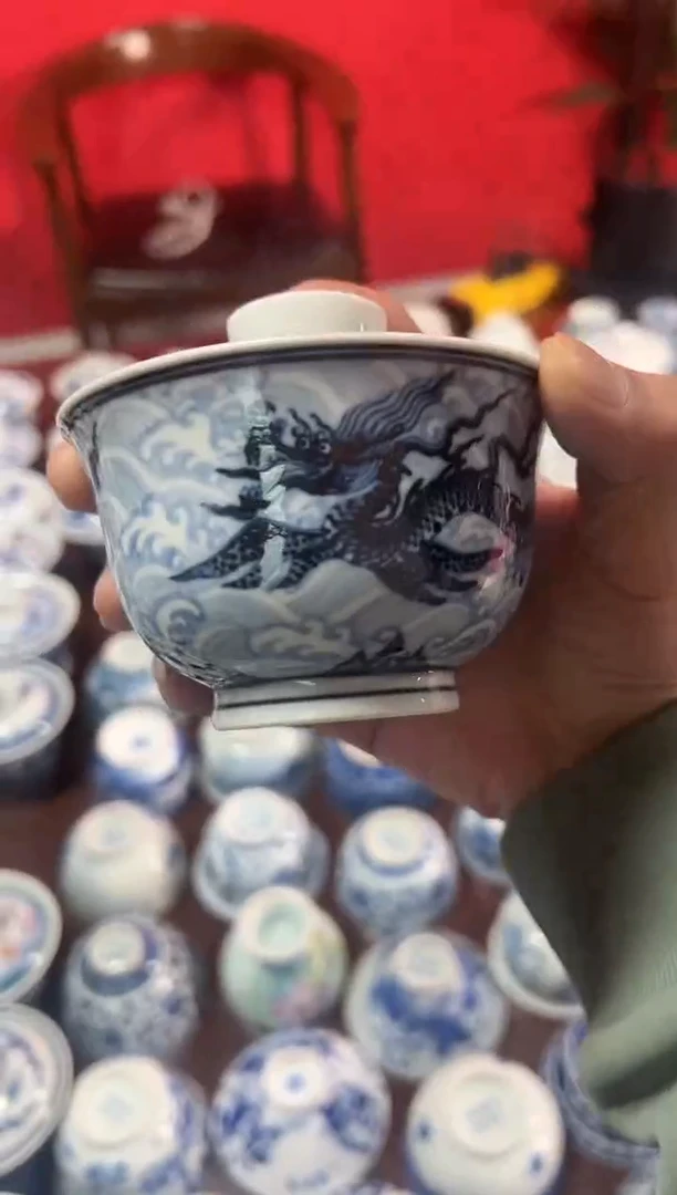 【闪购商品】031小王严选青花淡描龙纹两才盖碗