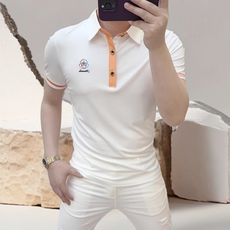 诺顿雷斯夏季新款潮流百搭时尚徽章网红休闲翻领T恤潮男士polo衫