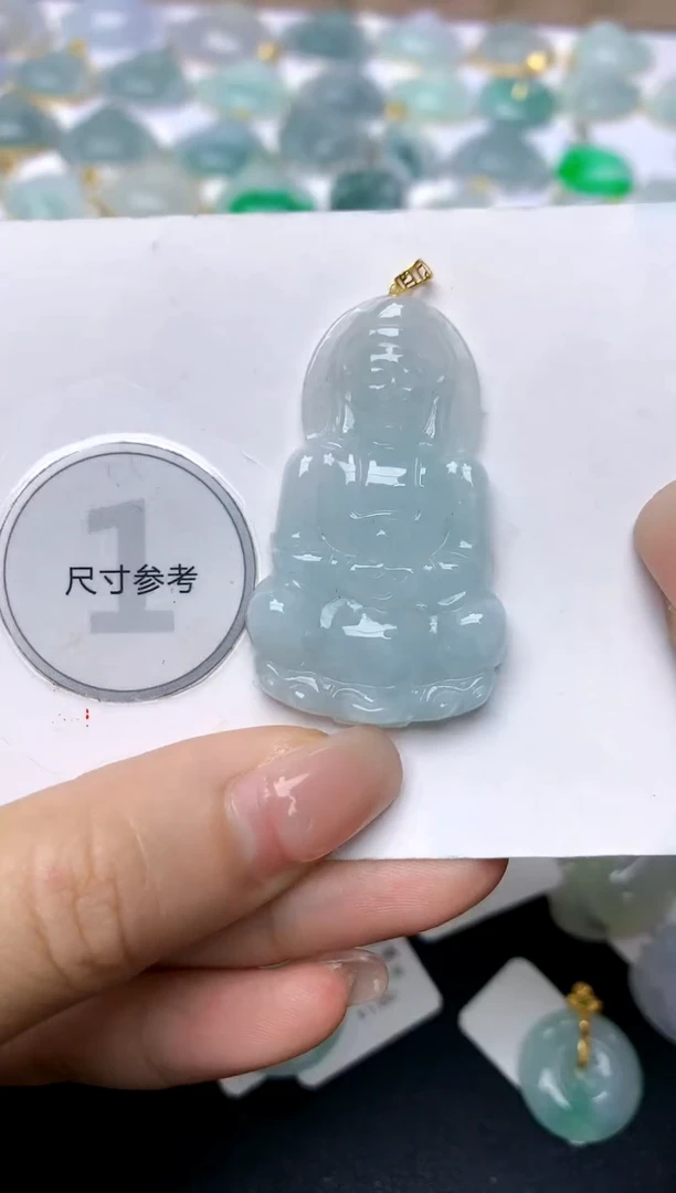 翡翠18K金镶嵌颈饰天然A货翡翠