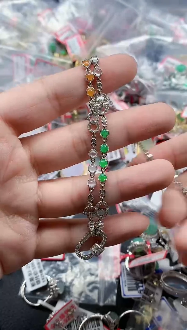 银S925镶嵌戒指翡翠天然A货缅甸翡翠