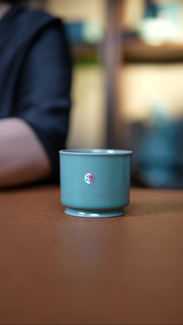 杯仿古翡翠绿釉容天杯瑕18