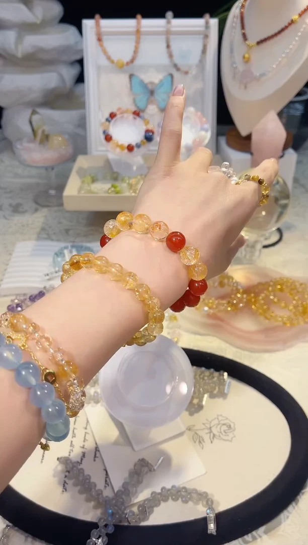 未镶嵌手串水晶绽***蕾捕金网