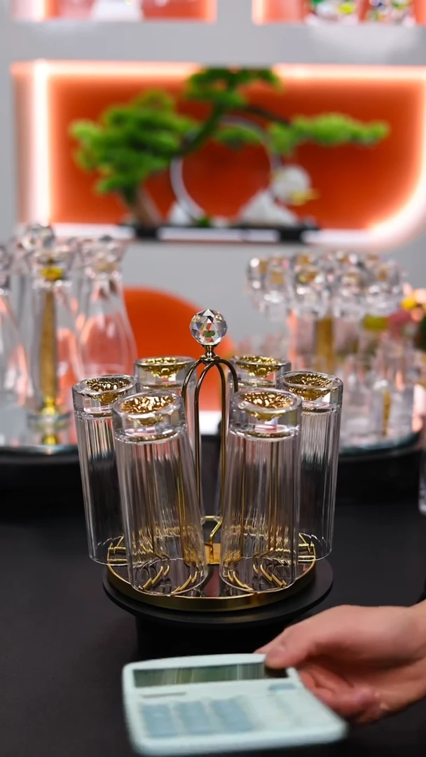 【闪购商品】竖条纹水杯14个+旋转杯架1个