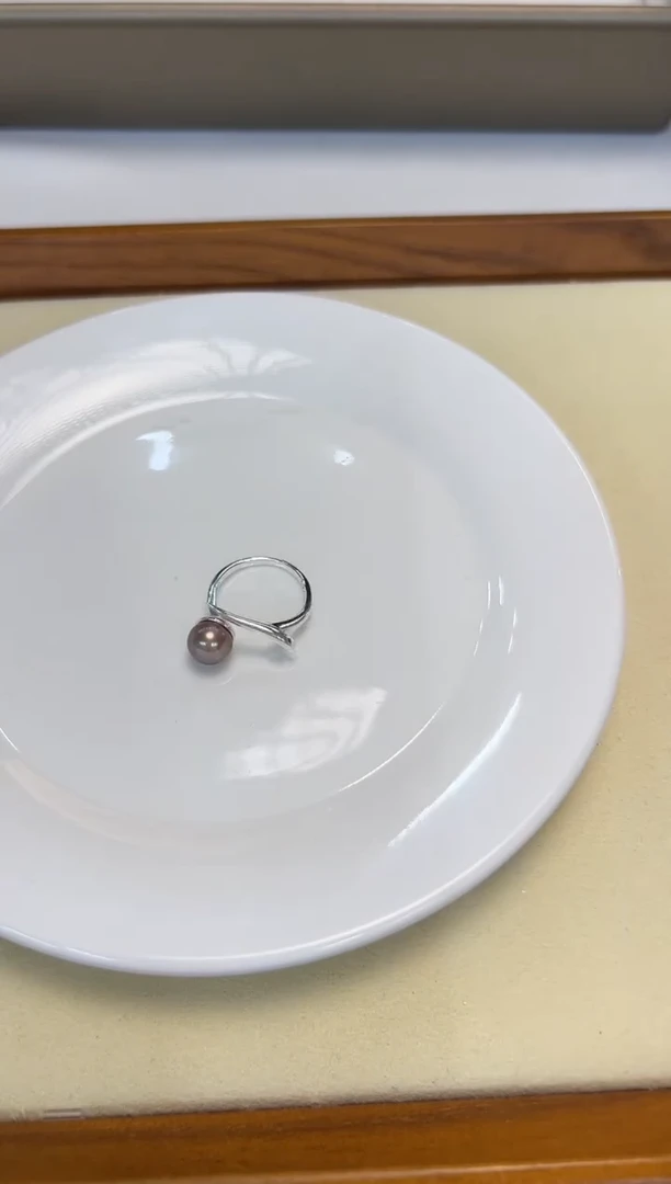 银S925镶嵌戒指淡水珍珠淡水 珍珠戒指紫