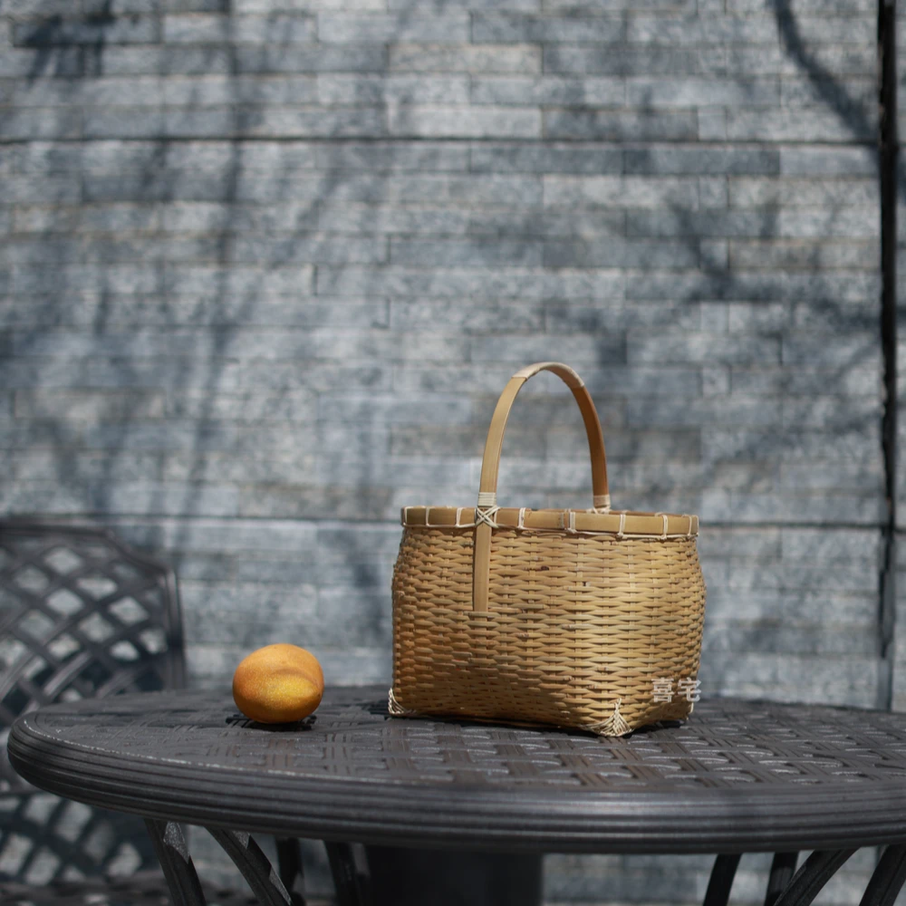 竹编篮子精细手工非遗竹编茶器具精品收纳竹篮筐知味竹篮