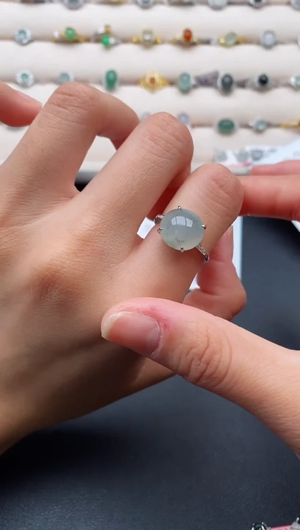 银S925镶嵌戒指翡翠2222222+2