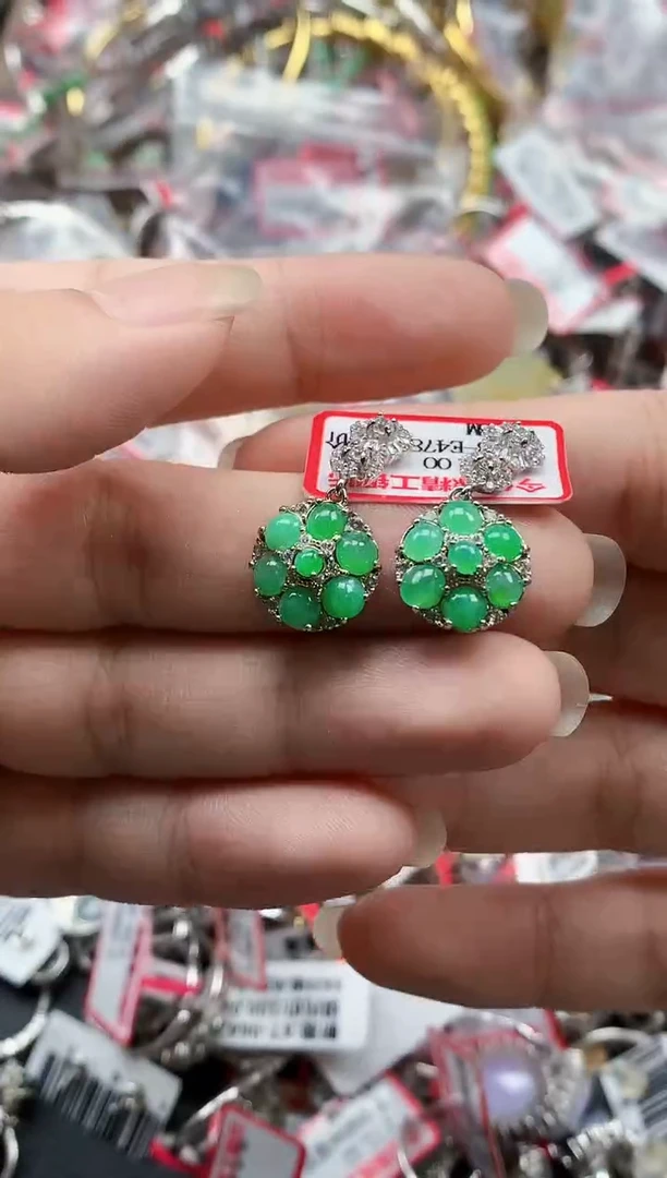 银S925镶嵌戒指翡翠天然A货缅甸翡翠