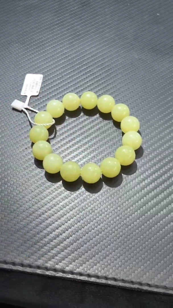 未镶嵌手链和田玉（黄玉）若羌苏拉木河矿正黄口手串卡14微色差