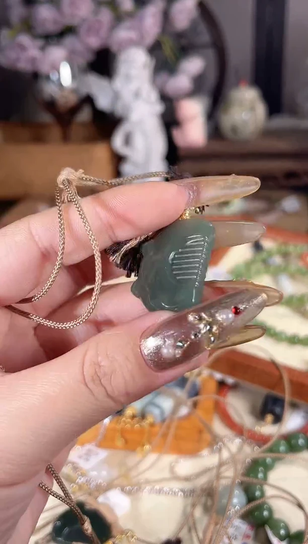 项链银S925镶嵌和田玉多样性发其一孤品默认微瑕