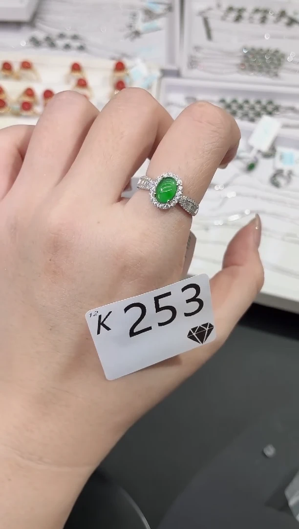 银S925镶嵌戒指翡翠多样性发一K253