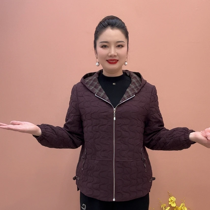 小个子穿搭外套2025新款春秋百搭宽松休闲上衣连帽加绒短外套女