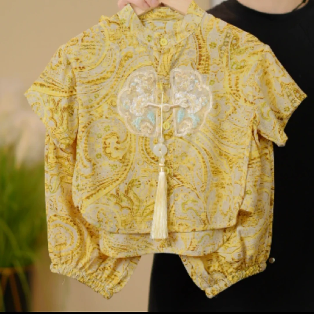 【现货48H】男女童夏装中国风衫套装中小童新款儿童夏季休闲童装