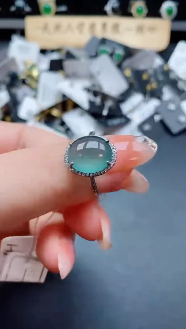 银S925镶嵌戒指翡翠1
