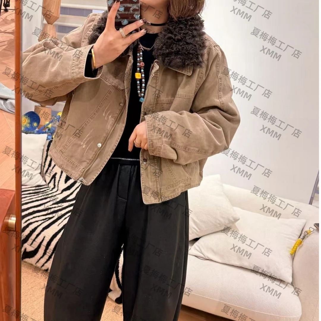 XMM【牛仔毛领羽绒服】牛仔拉链扣子厚款百搭宽松时尚休闲冬季H9906