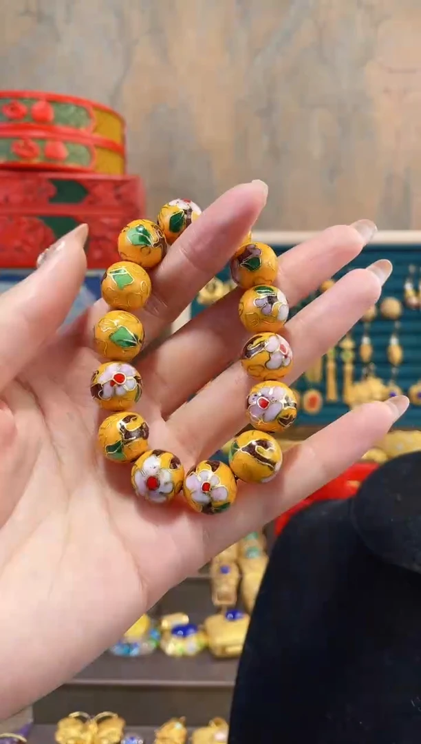 【闪购商品】非遗景泰蓝手串1.4黄色