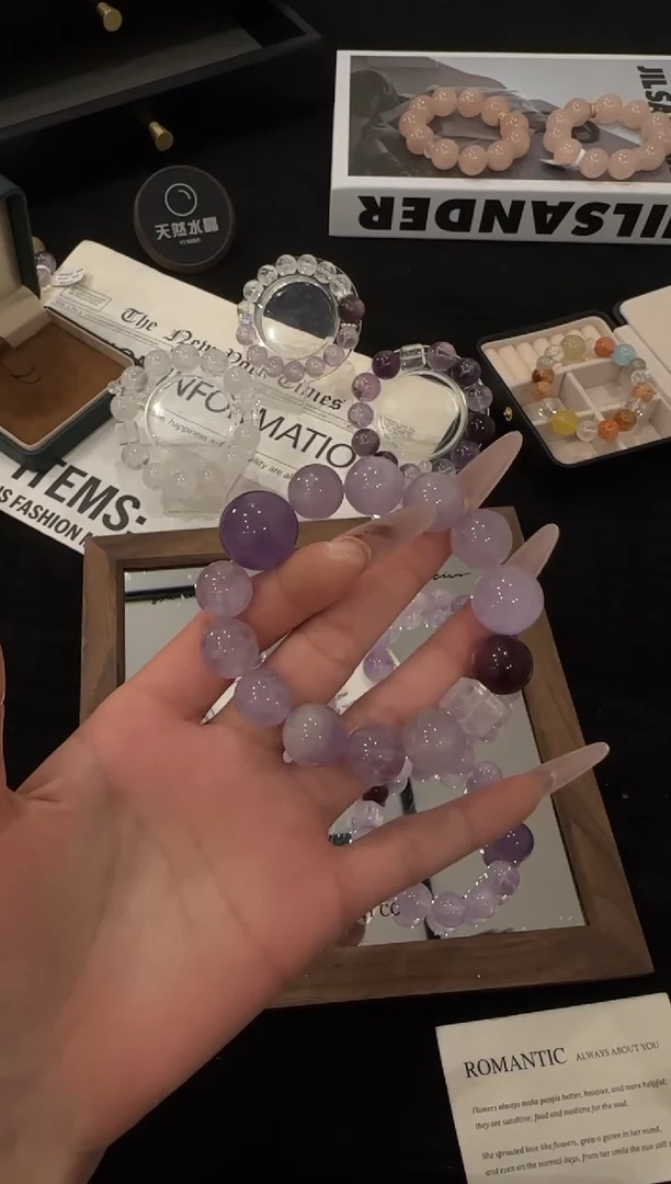 未镶嵌手链水晶紫兔毛x3419