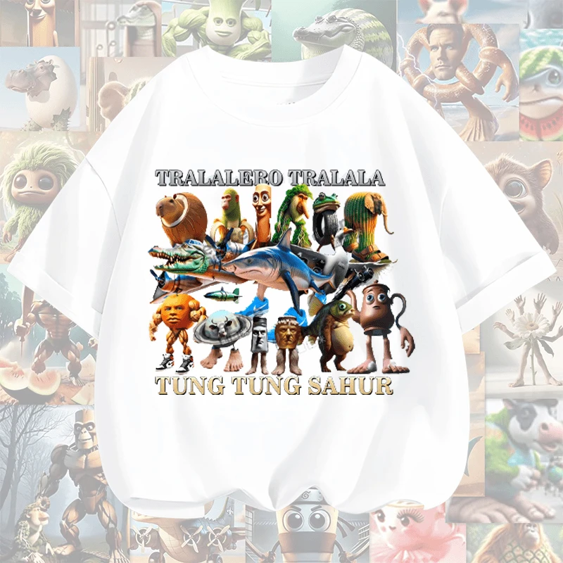 美国山海经木棍人100%纯棉短袖儿童装潮牌衣服儿童T恤打底衫上衣