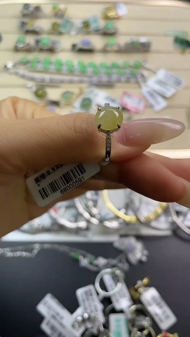 银S925镶嵌戒指翡翠翡翠 蛋面 银S925镶嵌