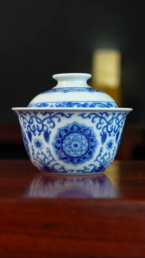 祖传窑真柴窑传承400年宝相二才盖碗