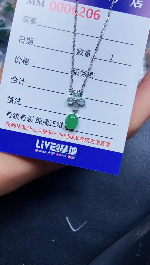 翡翠银S925镶嵌颈饰6206