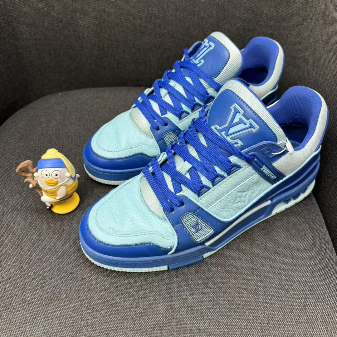 95新 LouisVuitton/路易威登 果冻蓝拼接吹那板鞋