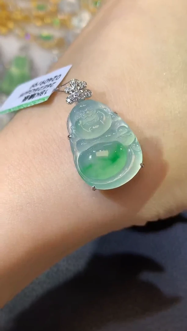 翡翠18K金镶嵌吊坠(不含链)C3