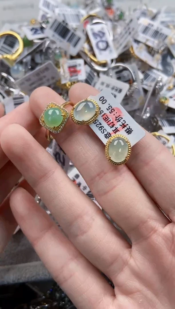 翡翠戒指银S925镶嵌1111-----8