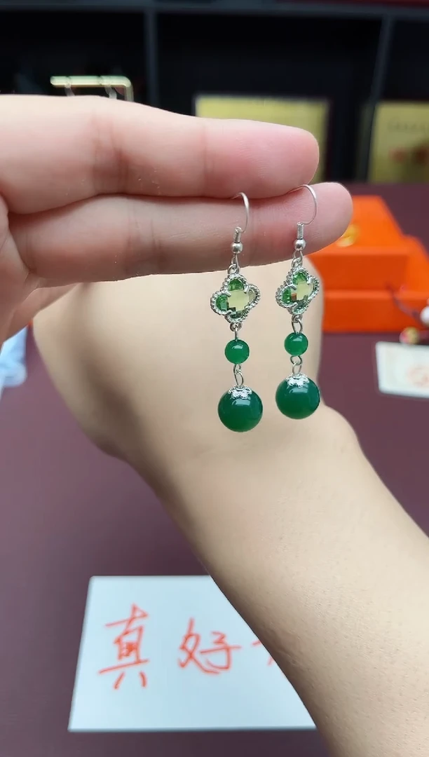 玛瑙/玉髓耳饰银S925镶嵌705000