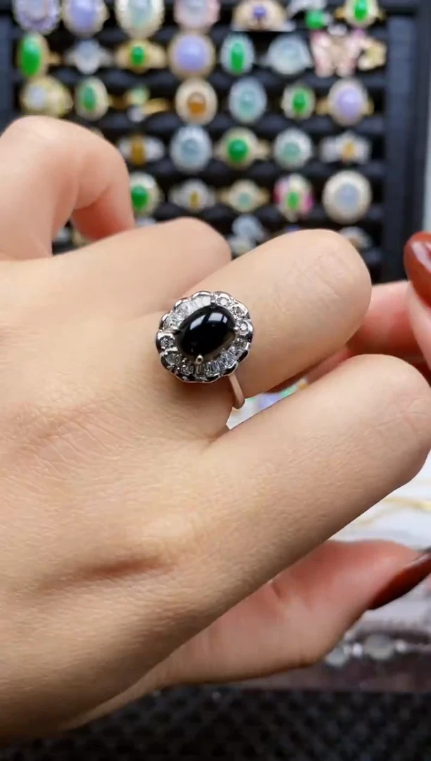 银S925镶嵌戒指翡翠220