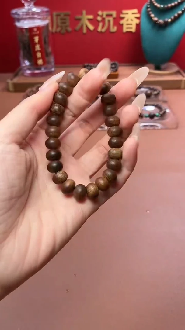 沉香手串沉水越南芽庄雷击黄棋7*10mm算盘珠沉水料