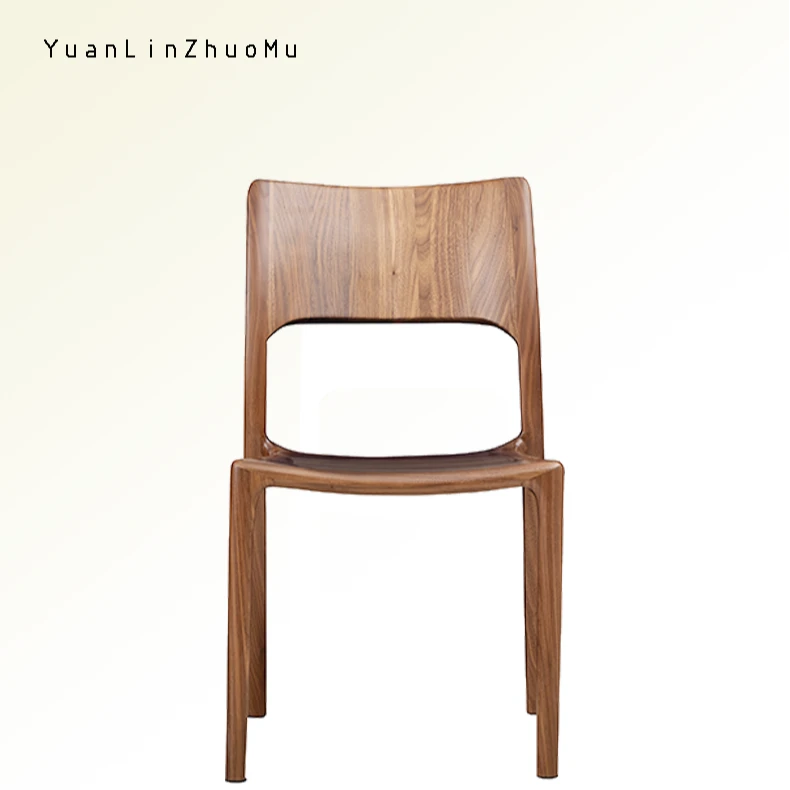 升新万新简约轻奢款北美黑胡桃餐椅座椅客厅书房