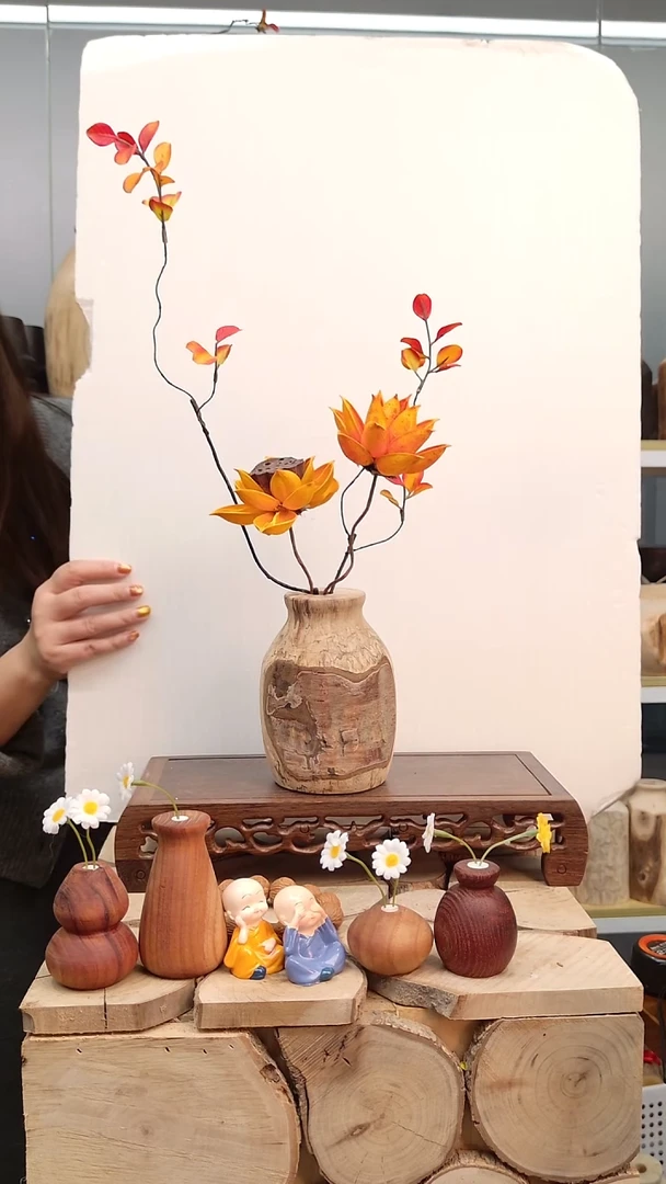 木木实木花瓶自然开裂直播间一物一拍发一个