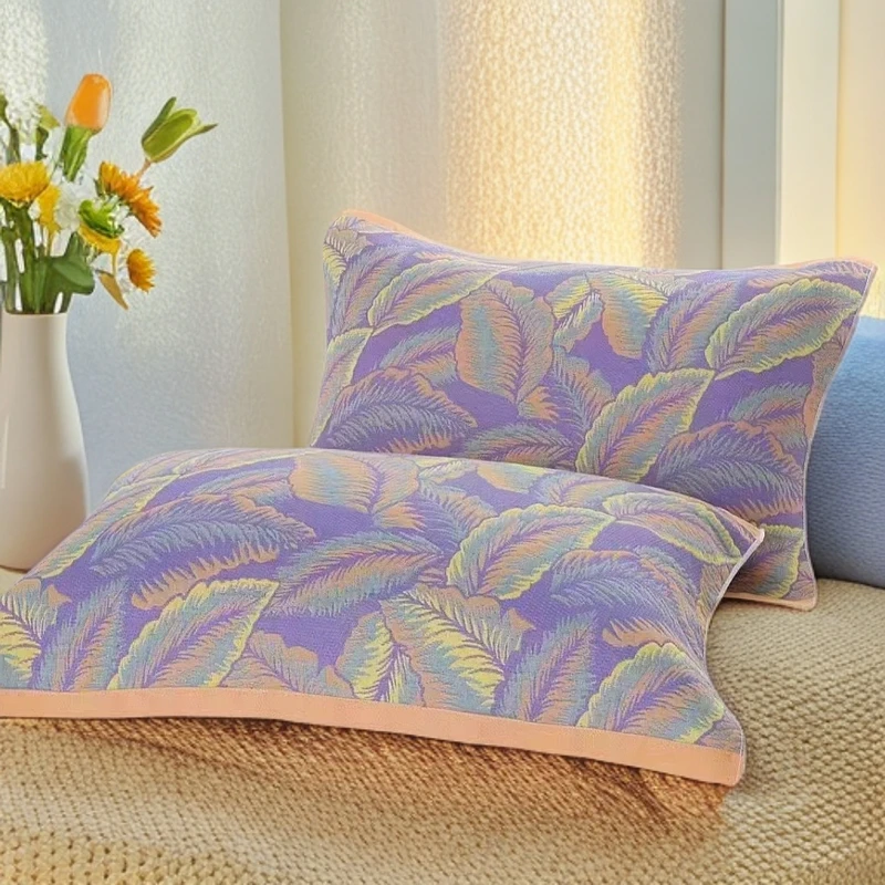 纱布枕巾--紫色鸢尾花柔软高档舒适透气正品包邮水洗高质量-2