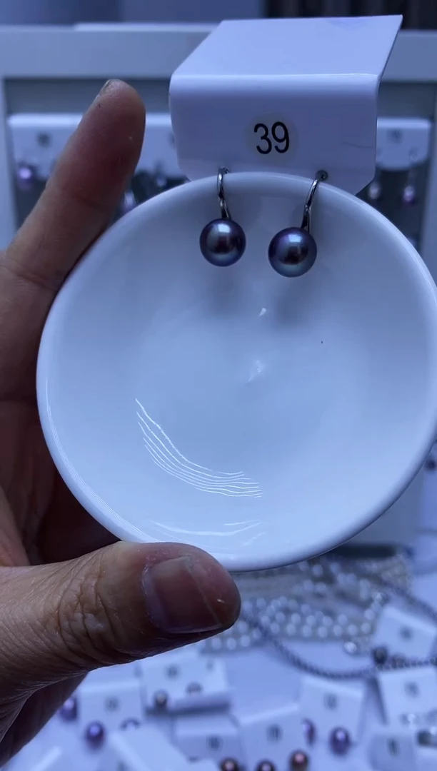 银S925镶嵌耳饰淡水珍珠39
