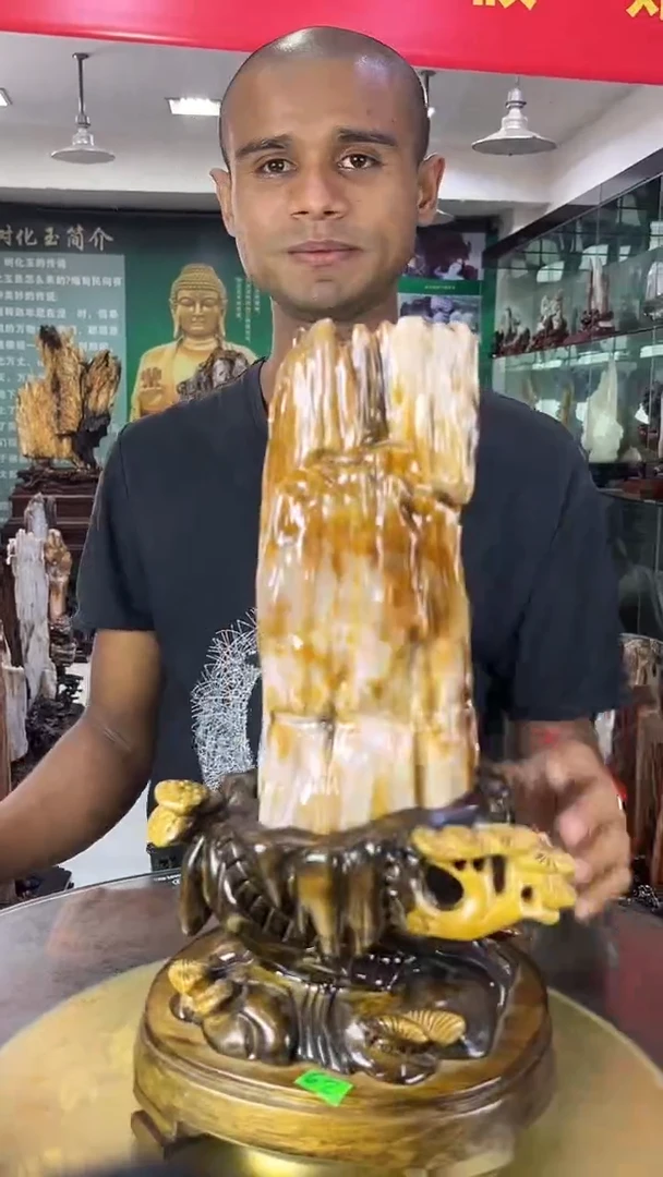 缅甸天然树化玉摆件