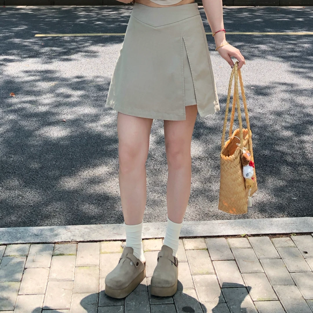 盈盈&南岛风大码女装设计感开叉短裙胖mm宽松短裤显瘦裙裤ZYY1802