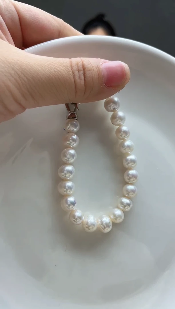 淡水珍珠手绳未镶嵌7-8mm  白珠全珠手链  默认微瑕
