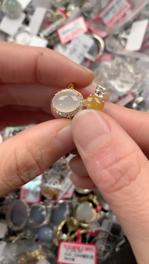 银S925镶嵌戒指翡翠10   7