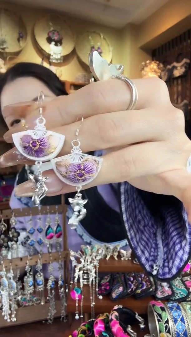 刺绣非遗刺绣民族风耳环