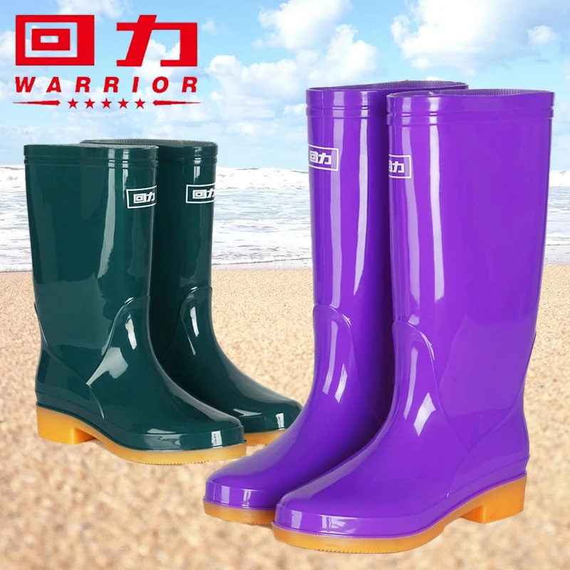 回力雨靴女款雨鞋女士长筒中筒水鞋牛筋防水防滑耐磨耐穿加绒大码
