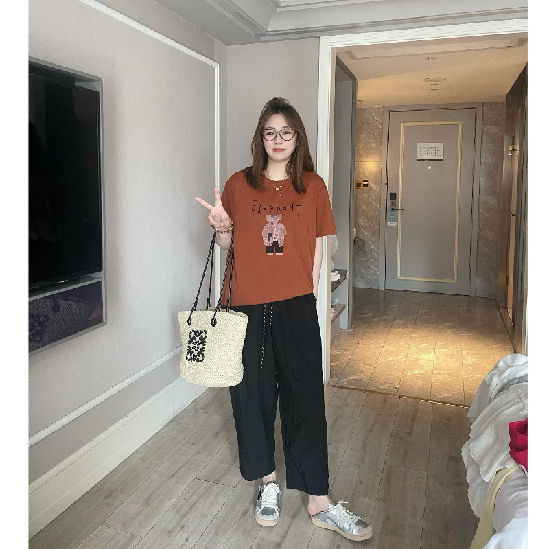 青青·STUDIO〖童趣小熊〗春款大码南瓜橘小熊短袖S250116