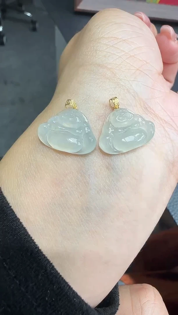 吊坠(不含链)18K金镶嵌翡翠佛公123