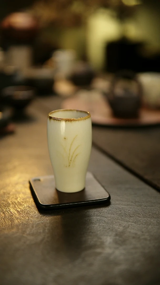 阿眠     云龙手作陶泥铁绘兰叶杯