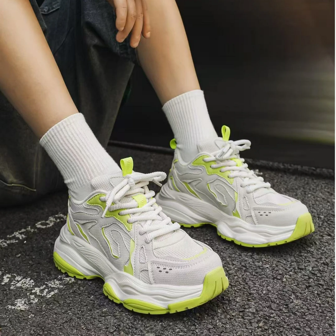 夏季新款！男士软底增高气垫时尚增高老爹鞋网面透气潮鞋休闲百搭