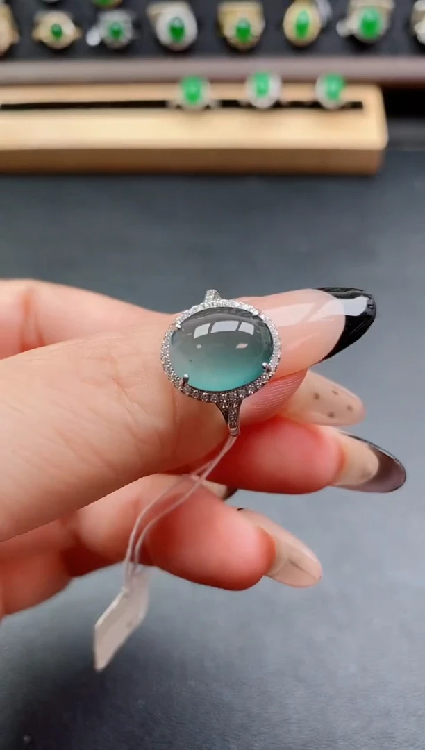 银S925镶嵌戒指翡翠1