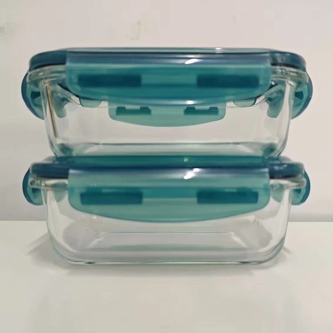 墨绿长小玻璃保鲜盒
