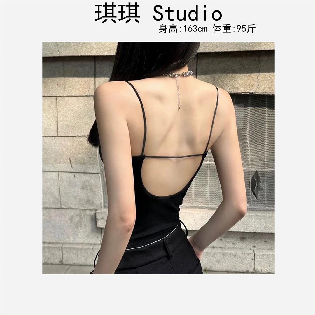 春季新款高级通勤方领后背设计辣妹显瘦减龄休闲百搭背心6085-G