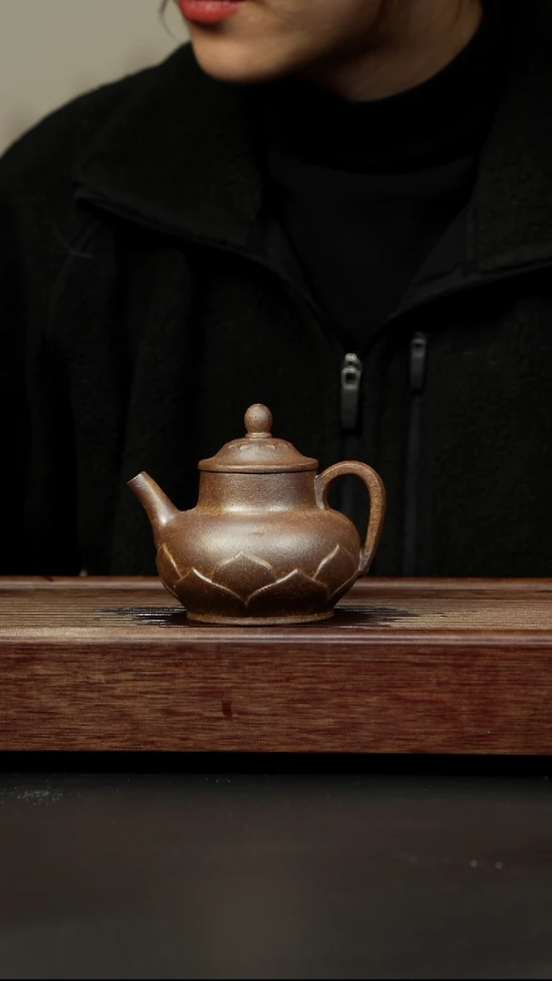 紫砂茶壶黄金段柴烧 莲