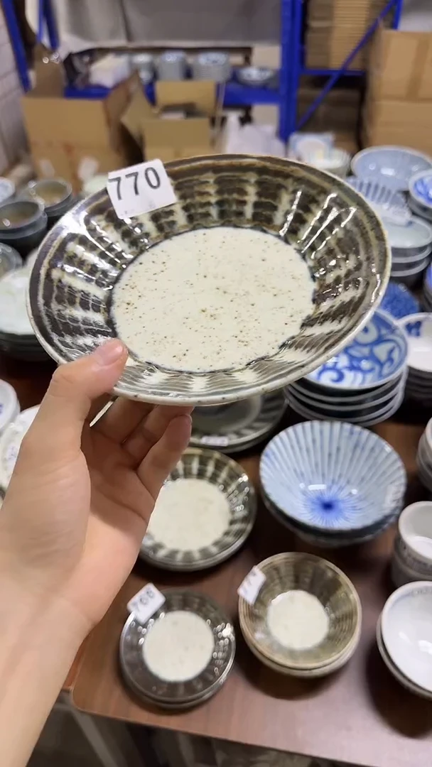 圆形日本进口陶瓷餐具  19.5厘米深盘